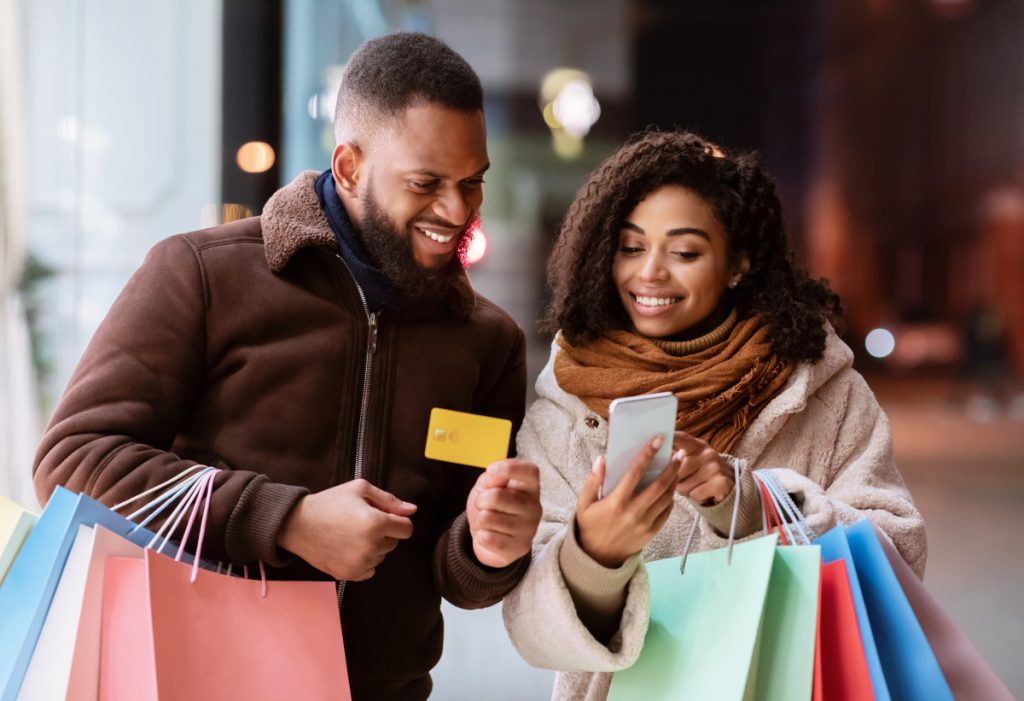 young man and woman shopping