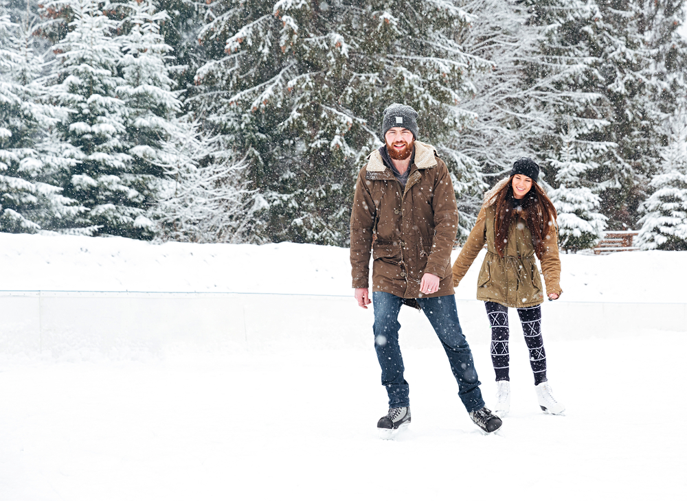 a couple skating at Victoria Park in Edmonton