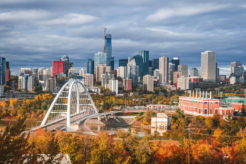 skyline of Edmonton during the fall