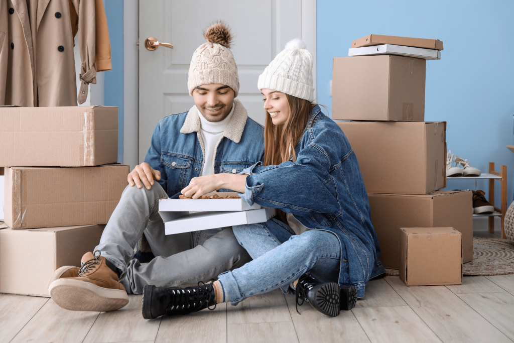 young couple moving in